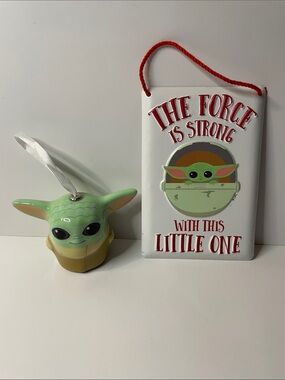 The Force Is Strong Little One Baby Yoda/Grogu Ornament Set - Green